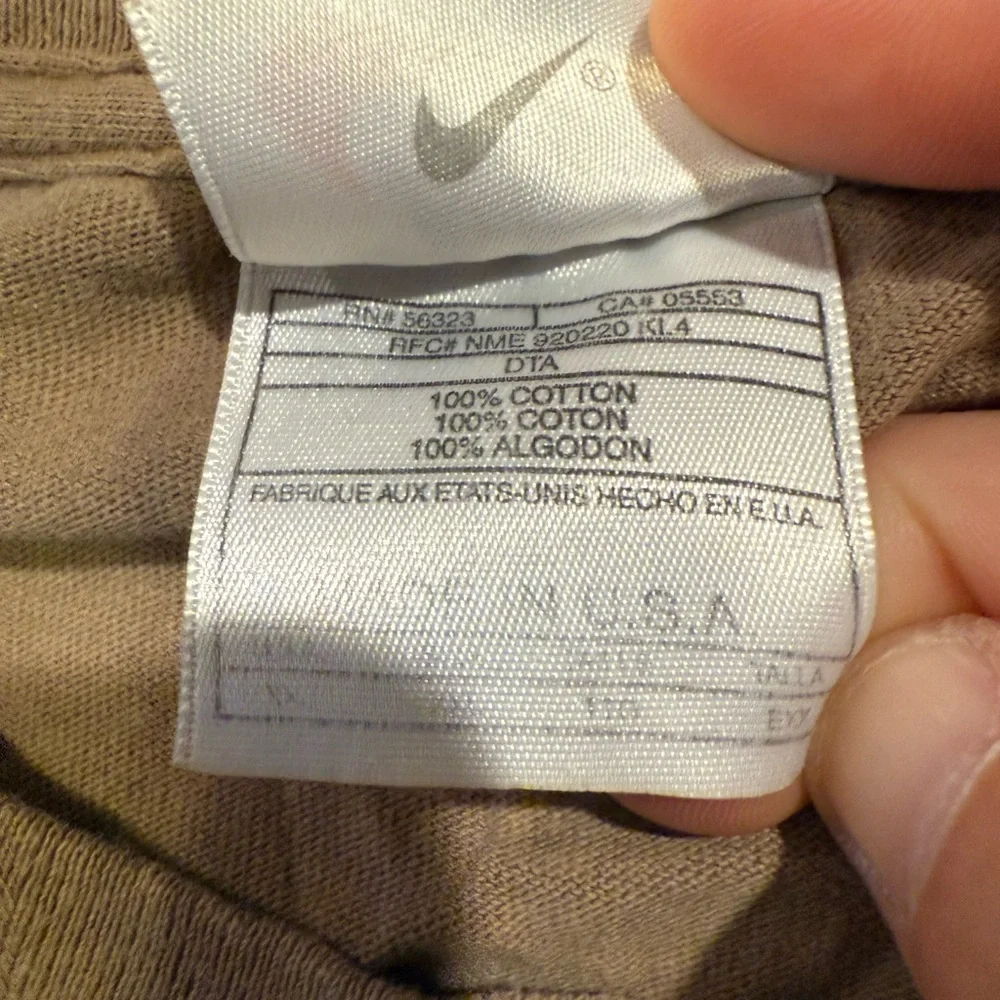 Vintage Nike 90s Y2K‎ Crewneck Shirt XXL Brown Made USA Nike Trade Mark*